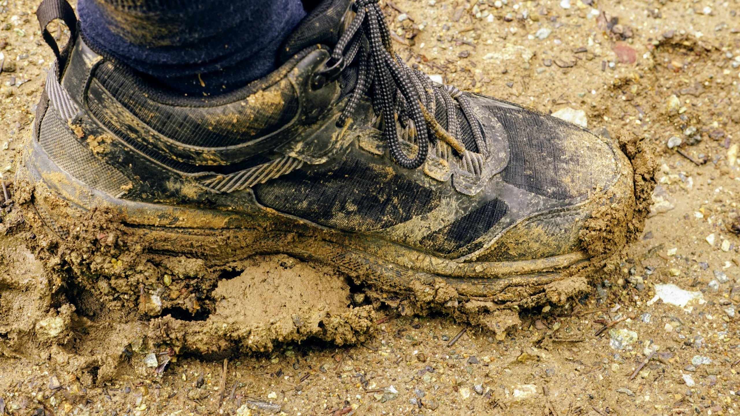 spring mud on hiking trails creates soft footing and slower progress