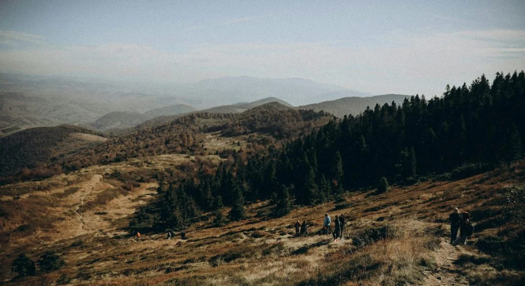 Hiker on a trail with repeated small climbs