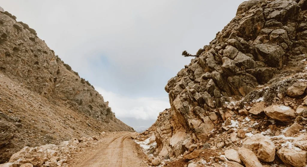 Dry trail with dust and small stones