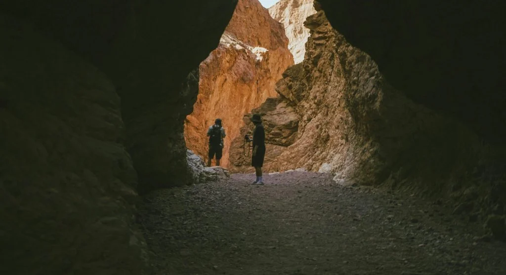 Hiker on a dry, loose trail