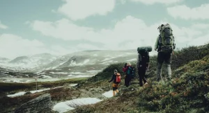 hiker looking back on shared route