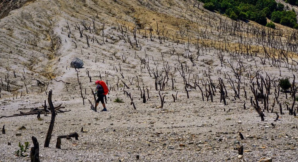 Dry heat can make a hike feel harder when exposed ground reflects warmth back at hikers